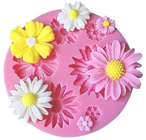 2 Pcs+Daisy+Chrysanthemum+Silicone+Chocolate+Decoration