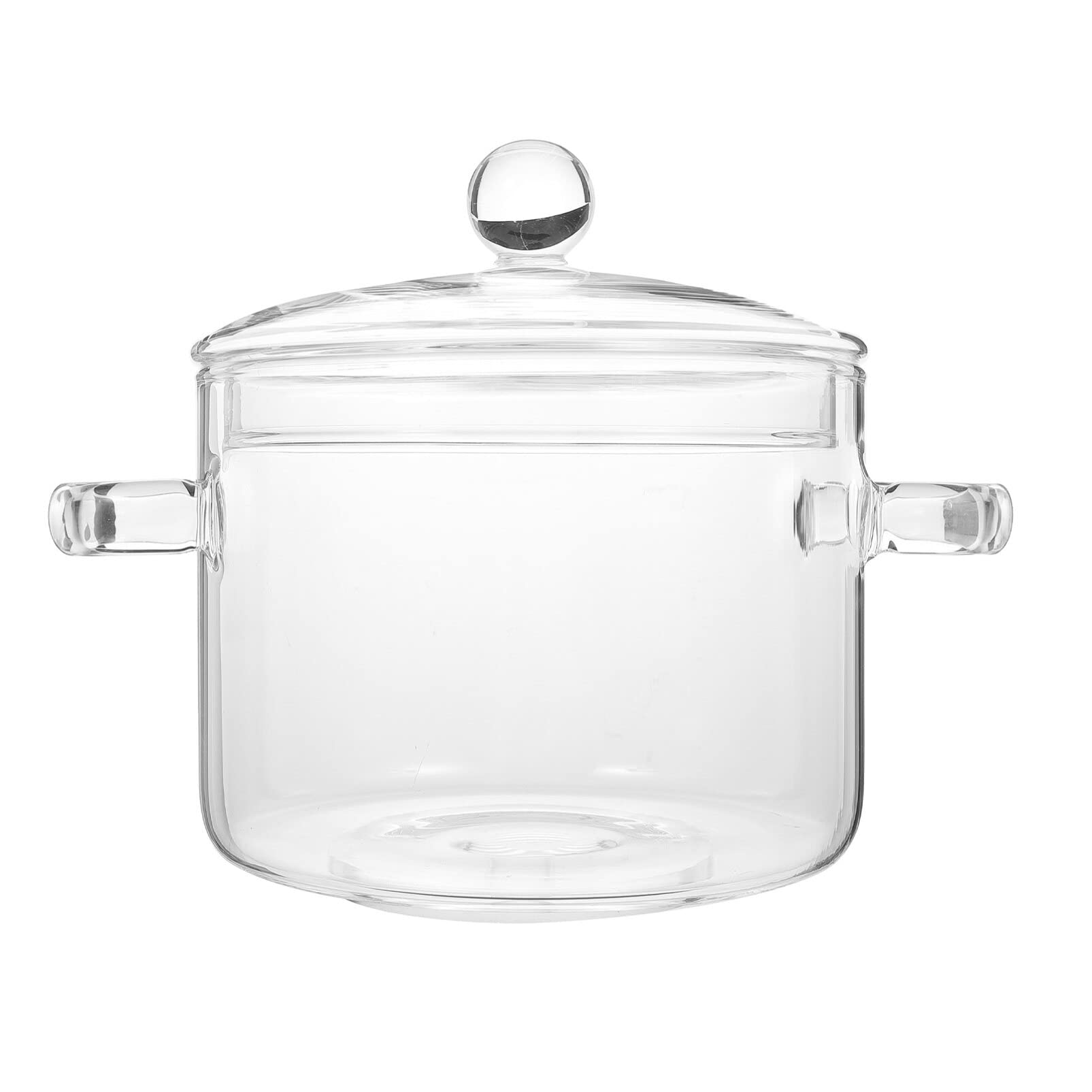 High Borosilicate Glass Soup Pot with Lid 1350Ml Two-Eared Cooking Bowl Heat Resistant for Home Use Perfect for Noodles and Small Portions