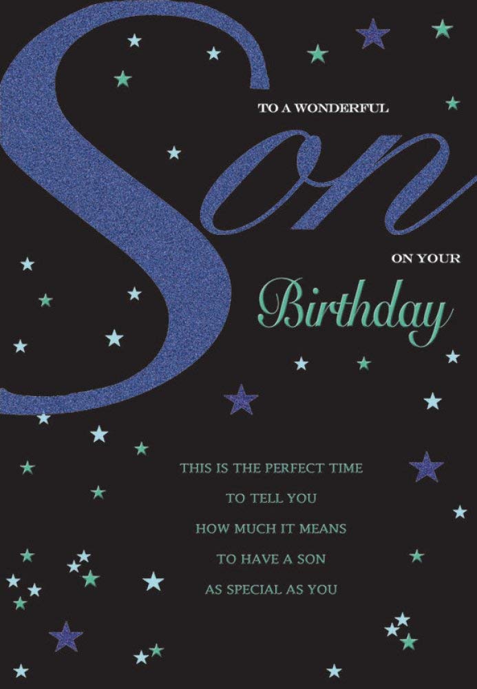 Piccadilly Greetings Piccadilly Greetings Modern Birthday Card Son -,black blue - 9 x 6 inches