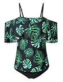 HiMiss Womens Bathingsuit Retro Boho Flounce High Waisted Underwear Bikini Two Piece Swimsuit