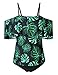 HiMiss Womens Bathing Suit Off Shoulder Boho Flounce Swimsuit Leaves Printing Bikini Set Beachwear