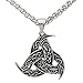 GuoShuang Men Stainless Steel Viking Odin's Horn Wolf Pendant Necklace