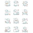 Jack Dempsey Kit Trapunta Blocchi 23x9 Cm - Tema Bianco Stampato Sunbonnet Sue E Sam - 12 Pezzi