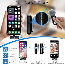OSA 2Pcs Wireless Lavalier Microphone for iPhone