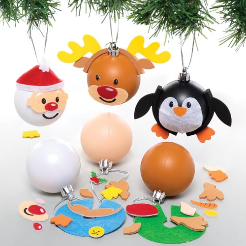 Baker Ross FC176 Weihnachtskugel Dekoration Bastelset - Packung mit 6, Bastelt Eure Eigenen Weihnachtsdekorationen, Kugel Dekorationen für Kinder zum Basteln und Aufhängen