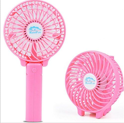 Handheld Mini USB Portable Fan Cooling Rechargeable Battery Operated Collapsible Clip For Home Desk and Outdoor Travel (Pink)