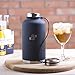 Mikash ArtMuseKits [Upgraded] Beer Growler 64 oz - Thermos Water Bottle - Insulated Stainless Steel Vacuum Water Jug Dark Blue for HOT and Cold Beverages - Black Neoprene Growler Carrier