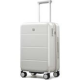 Hanke Expandable Carry On Luggage 22x14x9 Airline Approved, 20 Inch Hardside Luggage with Spinner Wheels, All-PC Hard Shell Carry-On Suitcase, Lightweight & TSA Approved (Smoke White, 46L)
