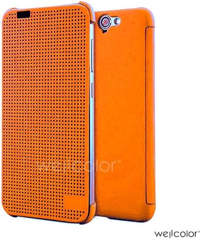 Wellcolor A9 Latest Fashion Ultra Slim Dot View Flip Case Cover-Retail Packaging for HTC One A9(Orange)
