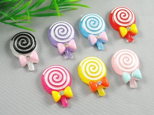 21pcs Resin Flatback Lollipop Tie Button Scrapbooking DIY Craft Applique