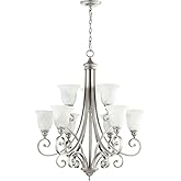 Quorum 6154-9-64 Transitional Nine Light Chandelier from Bryant Collection in Pewter, Nickel, Silver Finish,