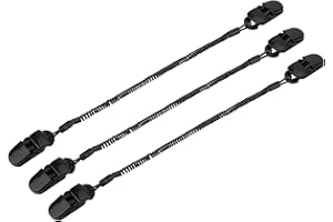 3pcs Hat Strap Clips, Black Retainer Fishing Apparel Keeper Holder and Coiled Cord for Golfing Fishing Boating Sailing Other 