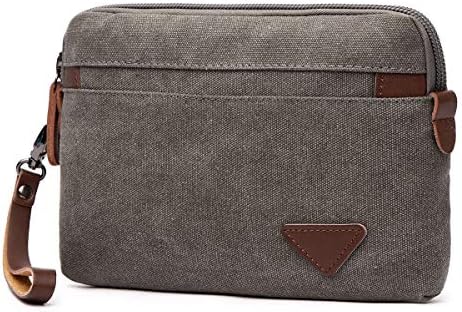 Collsants Canvas Wristlets Bag Large Clutch Wallets Purse Zipper Pouch Handbag Organizer