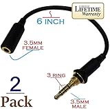 Josi Minea x 2 Pcs Replacement LifeProof 3.5mm Headphone Extender Adapter / Wires / Connector with 3 Ring Jack for Apple iPhone 5 / 5S / 5C Cases [ 2 Pack ]