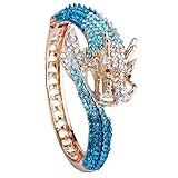 EVER FAITH Women's Austrian Crystal Cool Animal Fly Dragon Bangle Bracelet Blue Gold-Tone