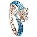 EVER FAITH Women's Austrian Crystal Cool Animal Fly Dragon Bangle Bracelet Blue Gold-Tone