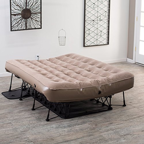 InstaBed Ez Queen Raised Air Mattress with NeverFlat Best Camp Kitchen