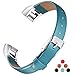 Konikit Fitbit Alta HR and Alta Bands Leather Accessory, Adjustable Replacement Wristband with Metal Connectors for Fitness Band, Blue