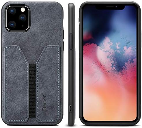 Slim Case for Apple iPhone 11 Pro 2019 5.8 inches,Credit Card Holder Shockproof Grey Thin Fashion Women Girl Men Soft PU Leather Slim Durable Shell Cover