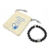 Vilight Pet Memorial Bracelet - Natural lava stone Dog Cat memory Gifts Set - with Loss of Pet Card and Paw Print Package – Black