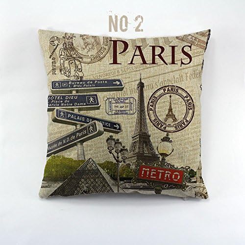 Venzhe London/Paris/NEW YOUK City Printed Cushion Cover Linen Throw Pillow Case 16x16 Inch - Pattern 2