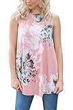 Dokotoo Womens Summer Sexy Boho Floral Tunics Plus Size Tops Blouses T Shirts Tank Pink X-Large
