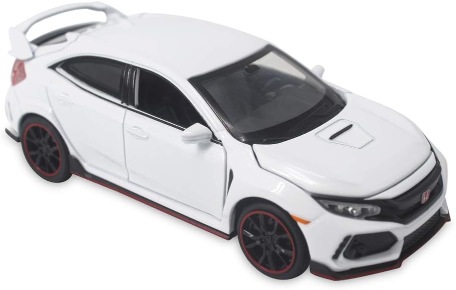 CLEVER BOYS 1:32 Civic Type R Diecast Vehicle Model Cars Toys Collection Gifts Pull Back Sound Light for Kids Adults. (White)