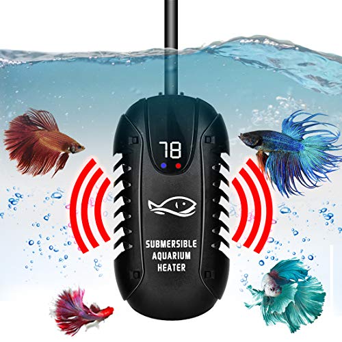 SZELAM Smart Mini Aquarium Heater,Betta Fish Tank Heater Thermostat Warmer Submersible Anti-Explosion/Energy-efficient Water Temp Controller-2 Artificial Plants Include (150Watt)