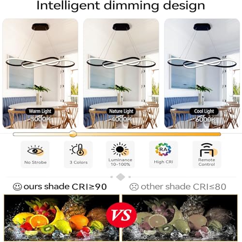 ASJK Modern LED Chandelier Dimmable 54W Colour Temperature 3000K-4000K-5000K Creative Design Suitable for Living Room Dining Room Kitchen Bedroom