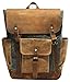 Vintage Waterproof Waxed Canvas Leather laptop computer Backpack College School Bookbag Travel Rucksack 15.6'' -Lake green