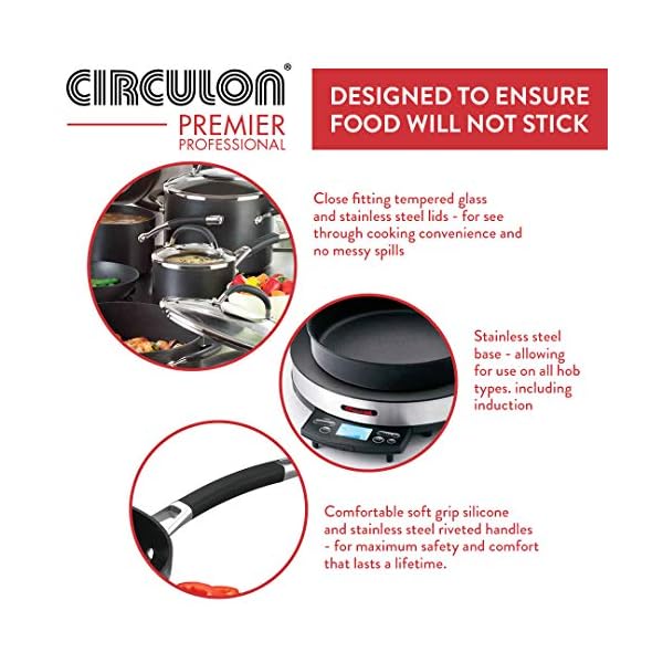 Circulon-82828-Premier-Professional-frypan-Twin-Pack-2028cm-Premium-Non-Stick-Frying-Pans-Hard-Anodized-Aluminium-Cookware-Black Circulon Premium Non Stick Frying Pan Set of 2 - Induction Frying Pans 20cm & 28cm with Stainless Steel Base, Dishwasher…