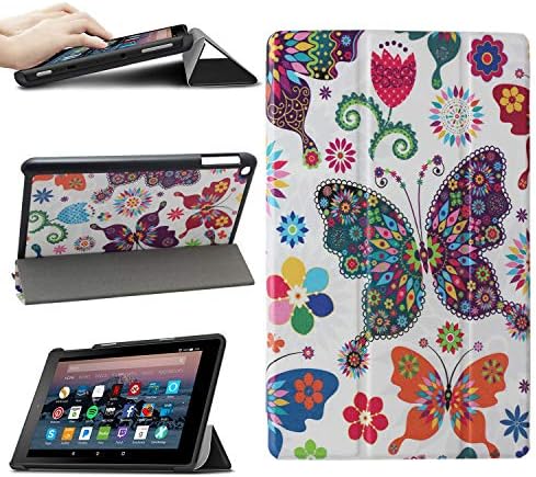 Wisteke Case for Fire HD 8 Tablet (7th / 8th Gen, 2017/2018 Release), PU Leather Folio Cover for Amazon Kindle with Viewing/Typing Stand