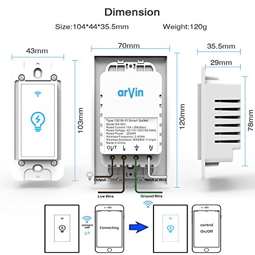 Arvin-Light-Switch-Work-with-Alexa-In-Wall-Light-Switch-Mobile-Phone-APP-Remote-Alexa-Control-Sensitive-Touch-Wireless-Light-Swtich
