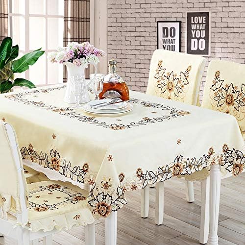 CXXZICASD Embroidered tablecloth chair cover fabric European-style embroidered table cloth table cloth table table flag tablecloth 142 × 200 cm with lace