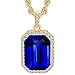Cuccu 14K Gold Plated Mens Iced Out Blue Ruby Octagon Hip Hop Pendant with 3mm 24