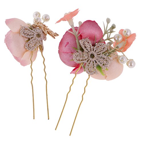 Jili Online Beautiful Lady Girls Flower Pearls Headpiece Hair Pins Set Wedding Party Hair Costume