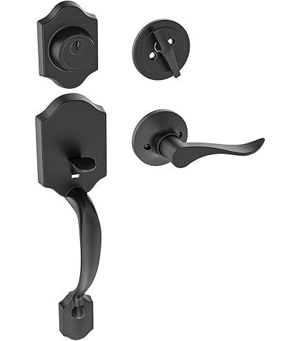 HOSOM Matte Black Front Door Handle Set, Exterior Door Lock Set