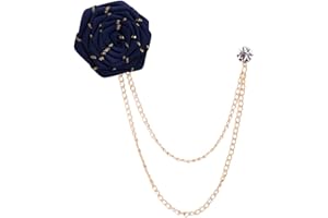 GUAFEIH Fashion Bridegroom Wedding Brooches Fabrics Handmade Rose Flower Brooch Lapel Pin Badge Tassel Chain Men's Suit Accessories