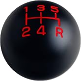 DEWHEL 5 Speed Imprinted Manual Transmission Shift Knob Black 3/8"-16 Threads Weighted Aluminum Compatible with Hurst Chrome Shifter Sticks