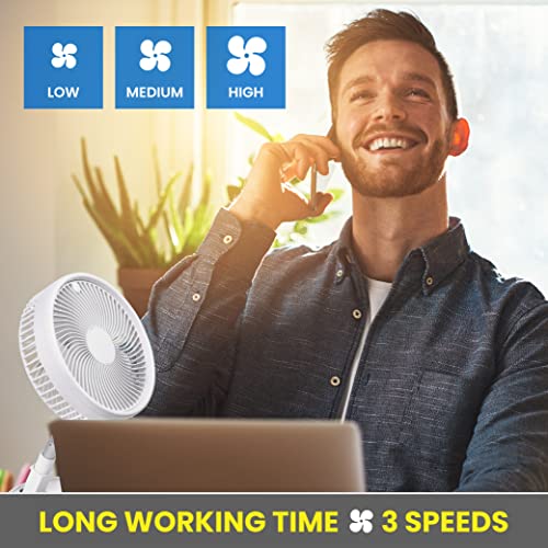 Bell+Howell MY FOLDAWAY FAN Rechargeable Fan 10" Ultra Lightweight Portable Compact Extendable