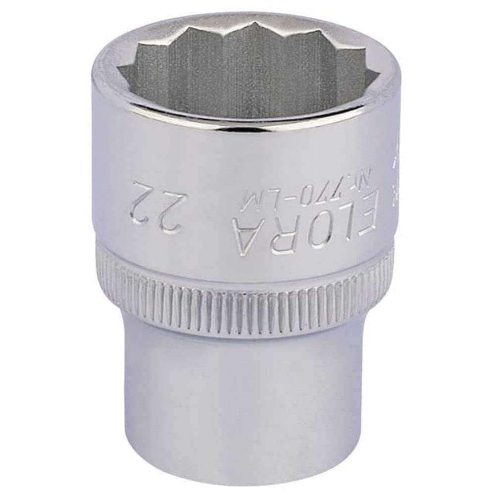 Draper 24674 Elora Bi-Hexagon Socket, 1/2" Square Drive, 22mm, Blue โ image 1