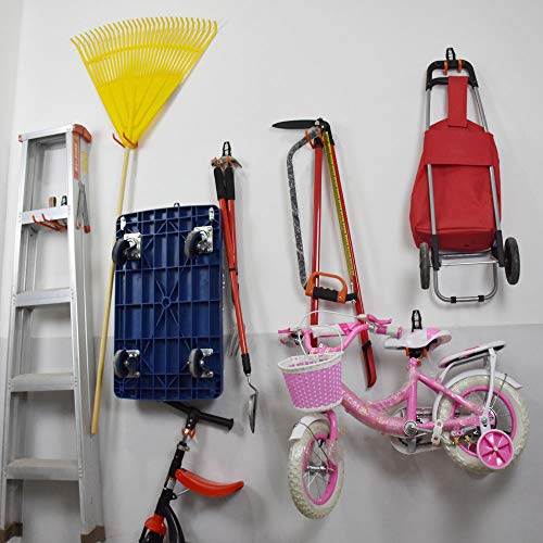 Garage Storage Utility Hooks,Wall Mount&Heavy Duty Garage Hanger & Organizer to Handle Ladder, Hold Chairs,with Premium Steel to Hang Heavy Tools for Up to 55lbs(set of 8) - Thumbnail 6