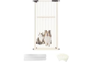 Lumizone Extra Tall Pet Gate 55.12" High Pressure Mounted 30.12"-34.05" Extra Wide (9 Sizes) 1.37" Gap for Cat Dog Children Stairs Doorway Hallway No Drilling Auto-Close (30.12"-34.05", Cream White)