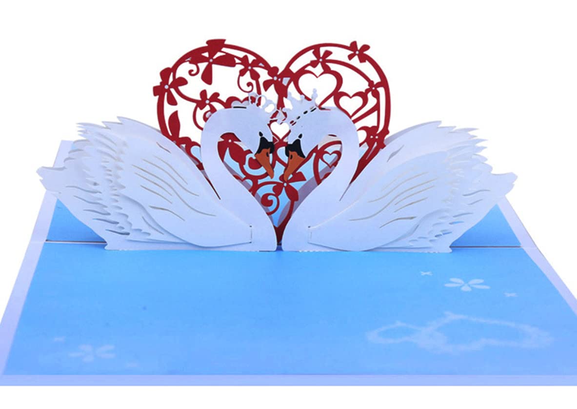Valentine's Day Card 3D Pop-Up Card for Birthday, Wedding, Anniversary, Engagement, Valentine's Day Card with Envelope - Swan