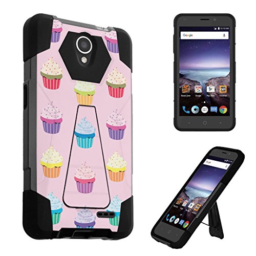 ZTE Prestige 2 Case, ZTE ZFive 2 LTE Case, DuroCase Transforma Kickstand Bumper Case for ZTE Prestige2 N9136 / ZTE ZFive2 LTE Z836BL Z837VL - (Cupcake Pink)