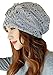 TAGOWELL Women Lace Flower Slouchy Beanie Hat Chemo Cancer Alopecia Turban Cap Gray