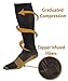 TASOM Compression Copper Socks Over the Calf Below Knee Anti Fatigue Men Woman Foot Feet Ankle Heel Pain Ache Swelling Relief Support Stockings (Black/Gold, 