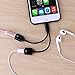 Jackiey 92 Dual Lightning Adapter and Splitter, Charger, Double Headphone Audio and Charge Converter for iPhone 7/7 Plus, Black