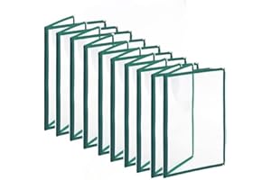 TrueCraftware- 8-1/2” x 11” Green Double Fold Restaurant Menu Covers 2 Page 4 View Set of 10- Crystal Clear Menu Covers Fits A4 Size Paper Sleeve Menu Folder Menu Book Holders for Bar Cafe Restaurant