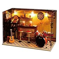 Jeffergrill 3D DIY Wooden Miniature Dollhouse Kits Model House Modern Mini Bar with Plastic and Wood for Toy or Exhibition